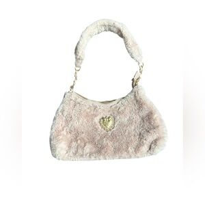 Juicy Couture Dusty Blush Faux Fur Shoulder Bag